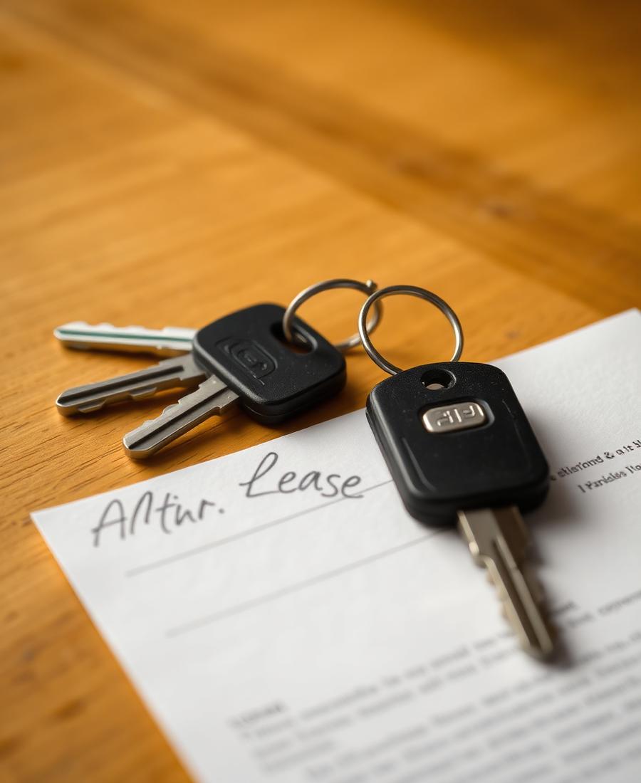 Llaves de apartamento y contrato de alquiler firmado listos para entregar
